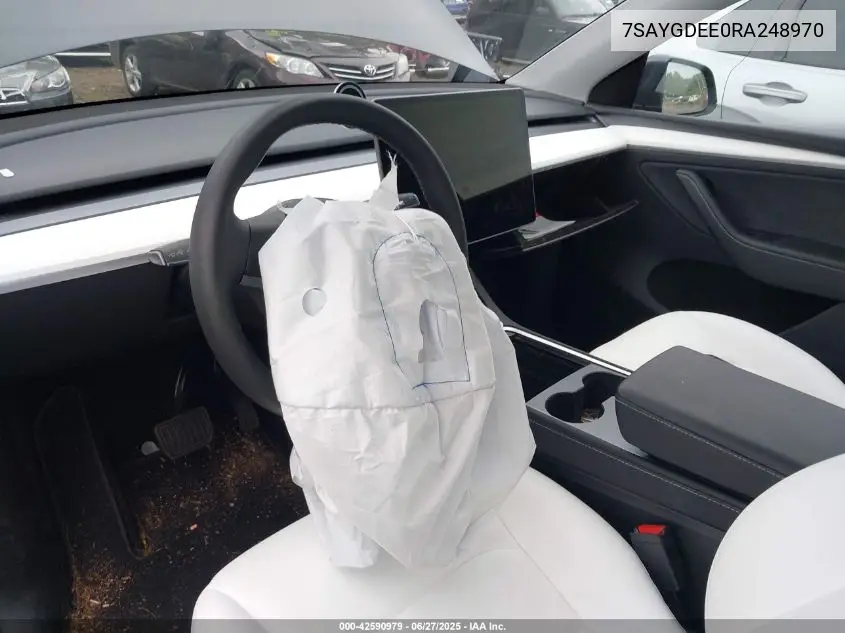2024 Tesla Model Y Long Range Dual Motor All-Wheel Drive VIN: 7SAYGDEE0RA248970 Lot: 42590979