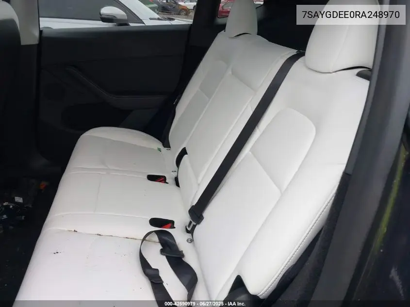 2024 Tesla Model Y Long Range Dual Motor All-Wheel Drive VIN: 7SAYGDEE0RA248970 Lot: 42590979