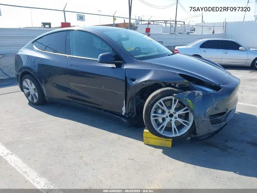 2024 Tesla Model Y Long Range Dual Motor All-Wheel Drive/Rwd VIN: 7SAYGDED2RF097320 Lot: 42603201