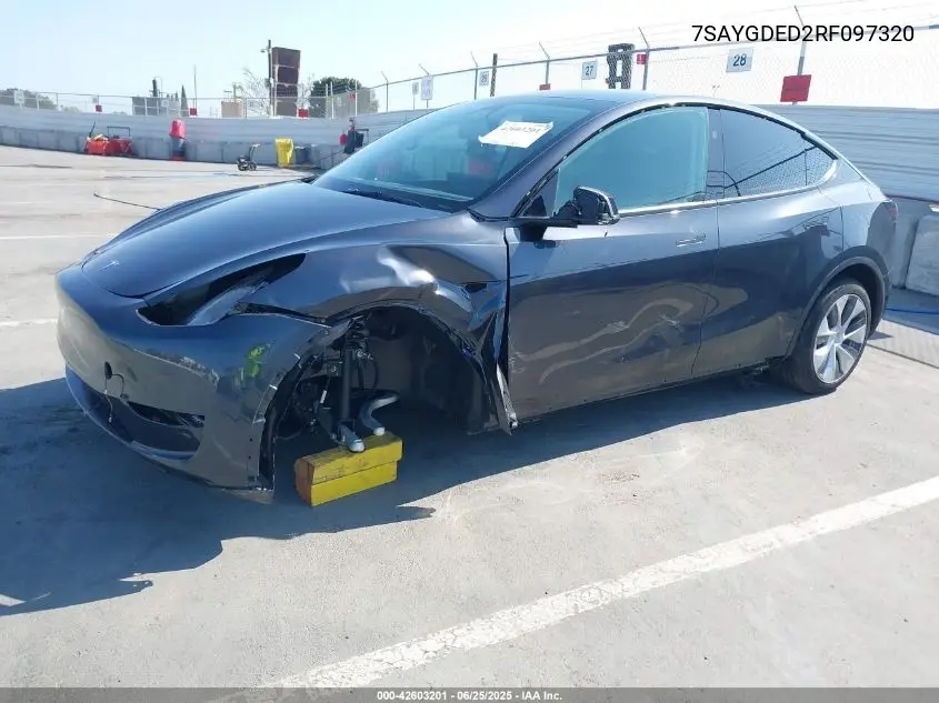 2024 Tesla Model Y Long Range Dual Motor All-Wheel Drive/Rwd VIN: 7SAYGDED2RF097320 Lot: 42603201