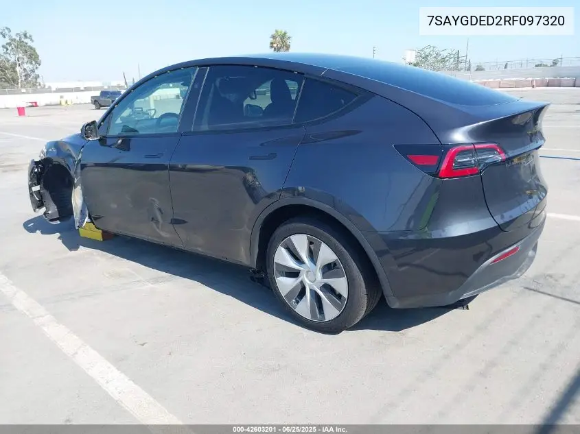 2024 Tesla Model Y Long Range Dual Motor All-Wheel Drive/Rwd VIN: 7SAYGDED2RF097320 Lot: 42603201