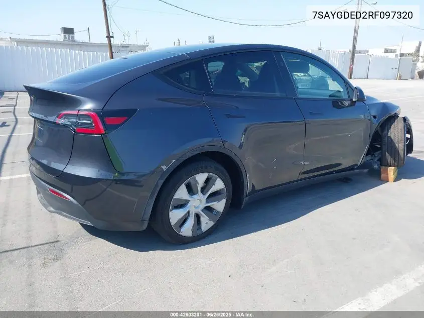 2024 Tesla Model Y Long Range Dual Motor All-Wheel Drive/Rwd VIN: 7SAYGDED2RF097320 Lot: 42603201