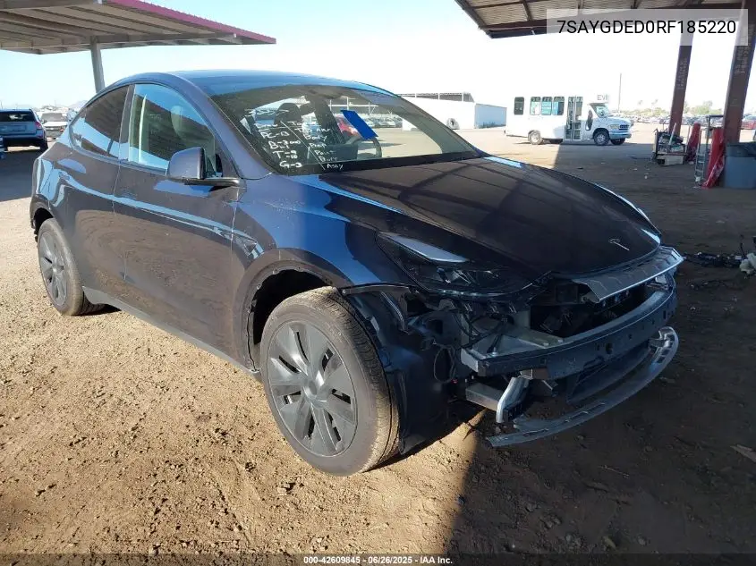 2024 Tesla Model Y Long Range Dual Motor All-Wheel Drive/Rwd VIN: 7SAYGDED0RF185220 Lot: 42609845