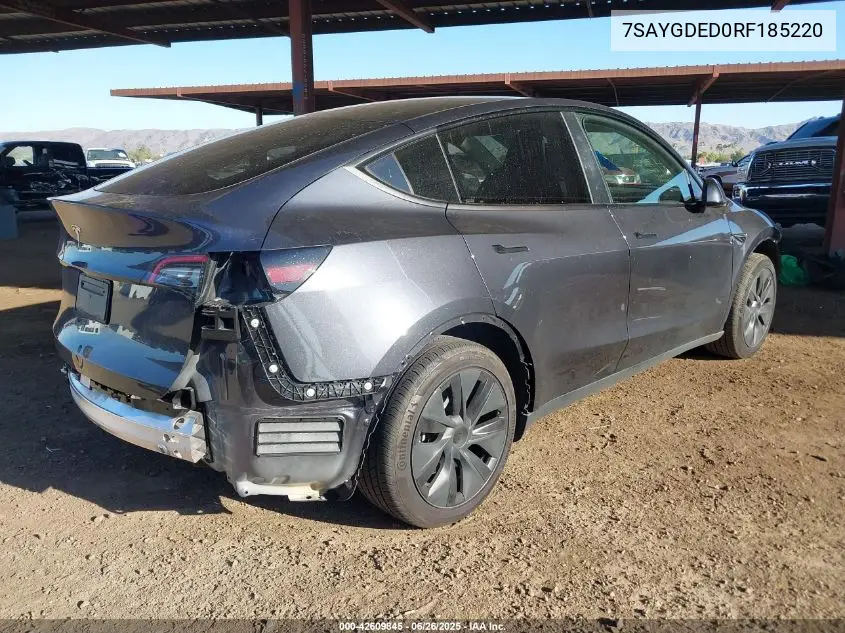 2024 Tesla Model Y Long Range Dual Motor All-Wheel Drive/Rwd VIN: 7SAYGDED0RF185220 Lot: 42609845