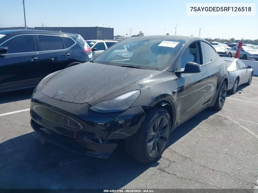 2024 Tesla Model Y Long Range Dual Motor All-Wheel Drive/Rwd VIN: 7SAYGDED5RF126518 Lot: 42611784
