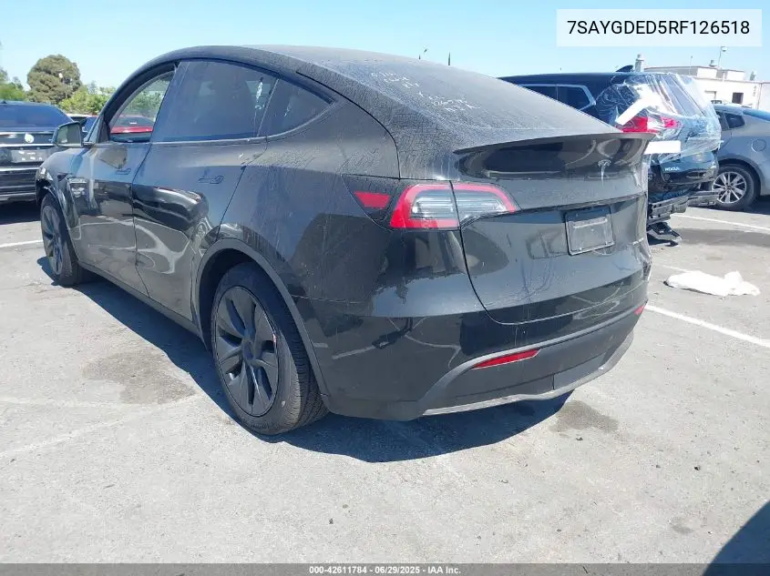 2024 Tesla Model Y Long Range Dual Motor All-Wheel Drive/Rwd VIN: 7SAYGDED5RF126518 Lot: 42611784