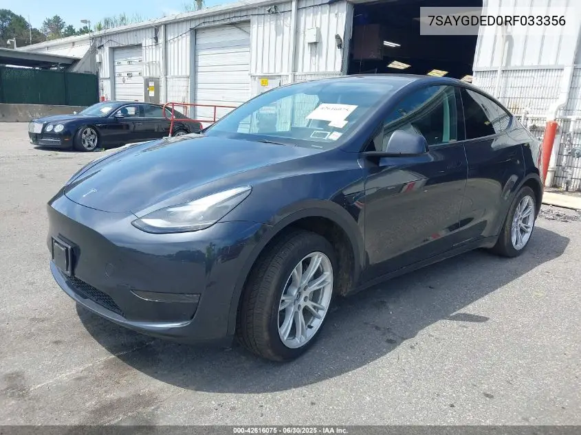 2024 Tesla Model Y VIN: 7SAYGDED0RF033356 Lot: 42616075
