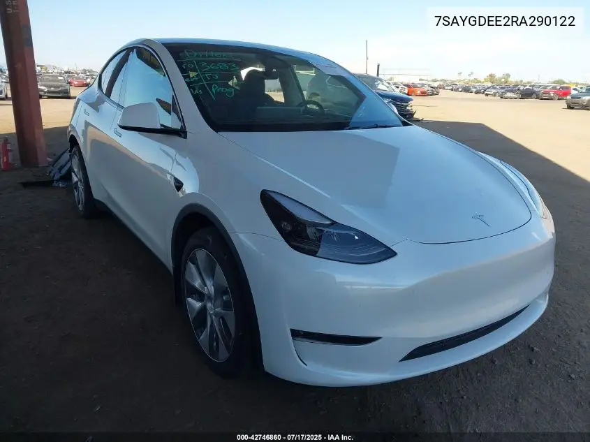 2024 Tesla Model Y Long Range Dual Motor All-Wheel Drive VIN: 7SAYGDEE2RA290122 Lot: 42746860