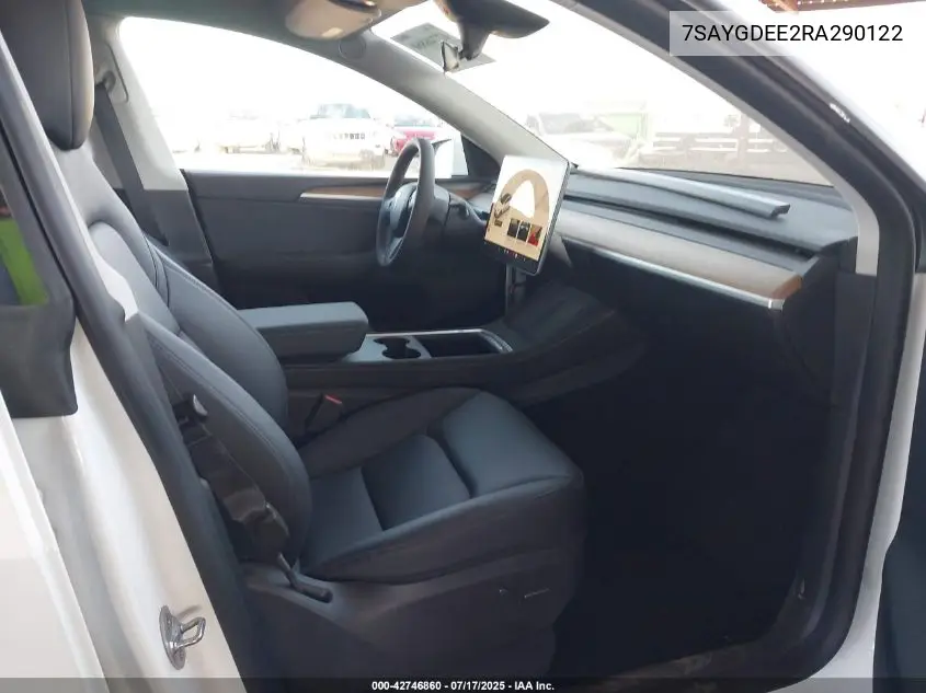 2024 Tesla Model Y Long Range Dual Motor All-Wheel Drive VIN: 7SAYGDEE2RA290122 Lot: 42746860