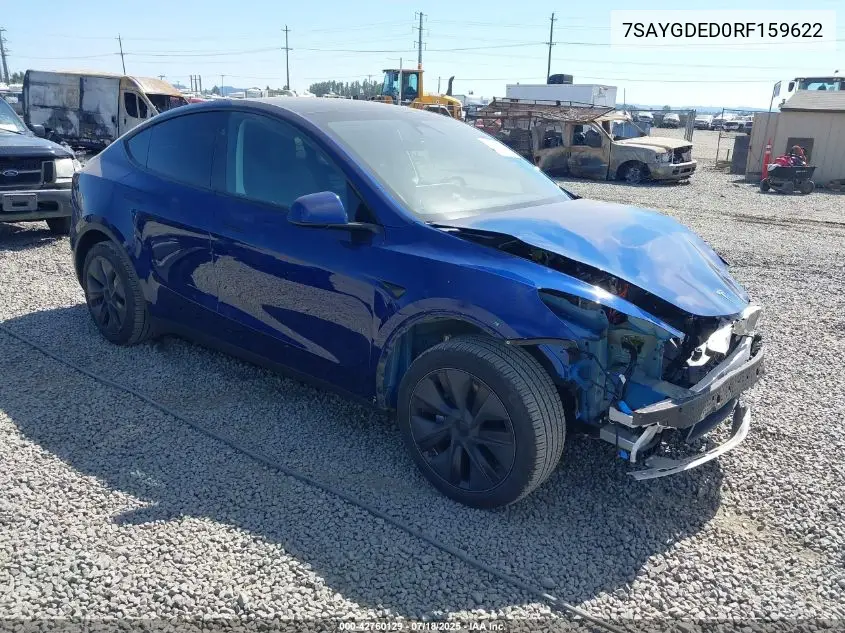 2024 Tesla Model Y Long Range Dual Motor All-Wheel Drive/Rwd VIN: 7SAYGDED0RF159622 Lot: 42760129