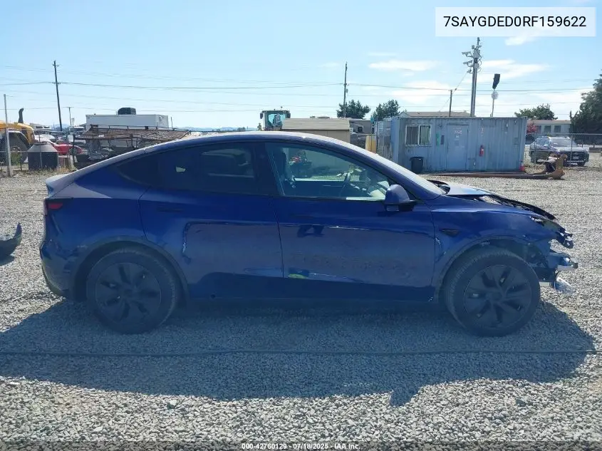 2024 Tesla Model Y Long Range Dual Motor All-Wheel Drive/Rwd VIN: 7SAYGDED0RF159622 Lot: 42760129