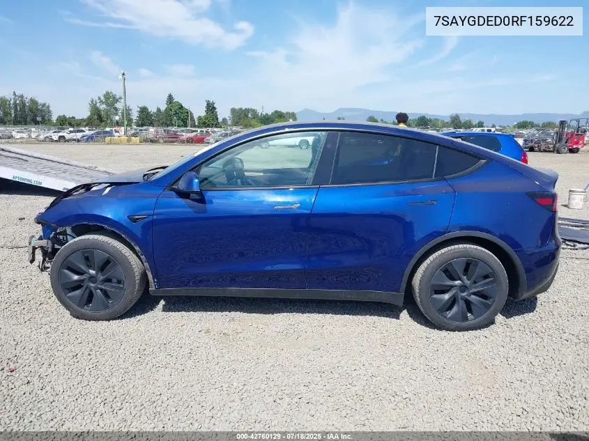 2024 Tesla Model Y Long Range Dual Motor All-Wheel Drive/Rwd VIN: 7SAYGDED0RF159622 Lot: 42760129
