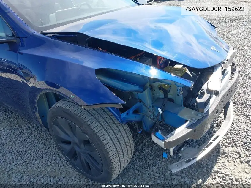2024 Tesla Model Y Long Range Dual Motor All-Wheel Drive/Rwd VIN: 7SAYGDED0RF159622 Lot: 42760129