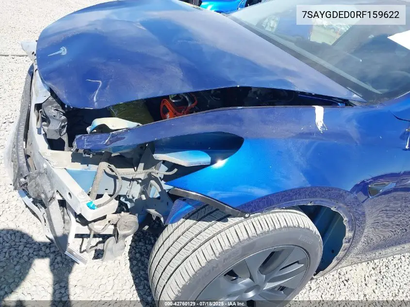 2024 Tesla Model Y Long Range Dual Motor All-Wheel Drive/Rwd VIN: 7SAYGDED0RF159622 Lot: 42760129