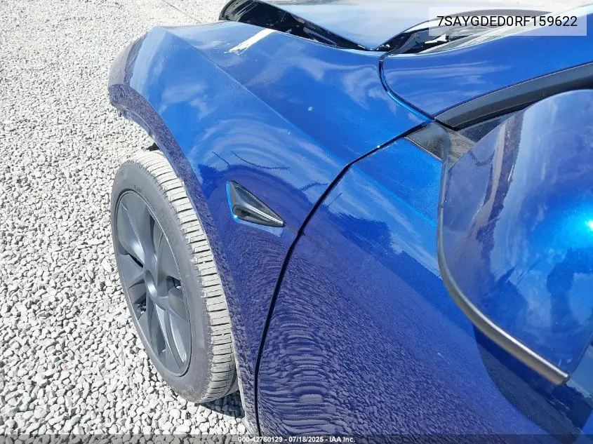 2024 Tesla Model Y Long Range Dual Motor All-Wheel Drive/Rwd VIN: 7SAYGDED0RF159622 Lot: 42760129