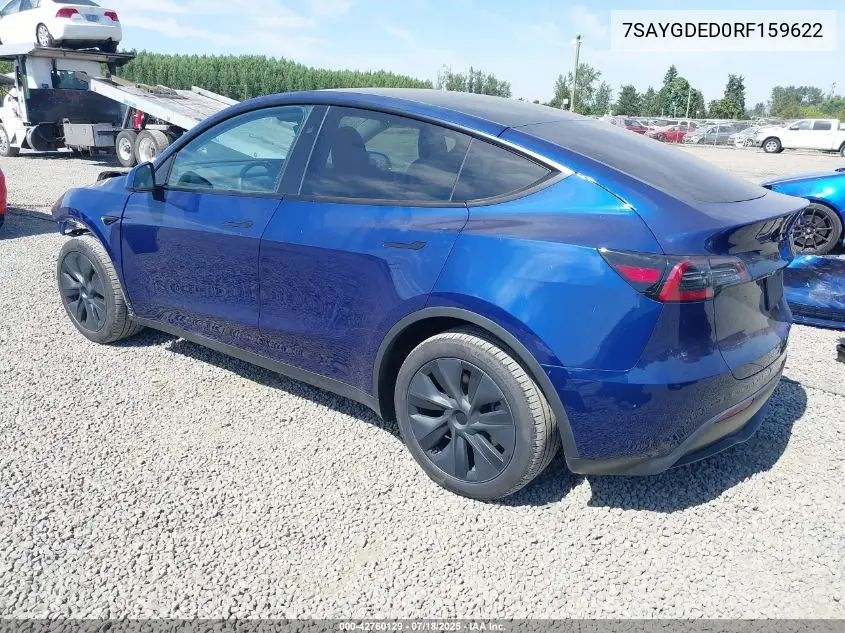 2024 Tesla Model Y Long Range Dual Motor All-Wheel Drive/Rwd VIN: 7SAYGDED0RF159622 Lot: 42760129