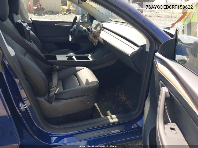 2024 Tesla Model Y Long Range Dual Motor All-Wheel Drive/Rwd VIN: 7SAYGDED0RF159622 Lot: 42760129