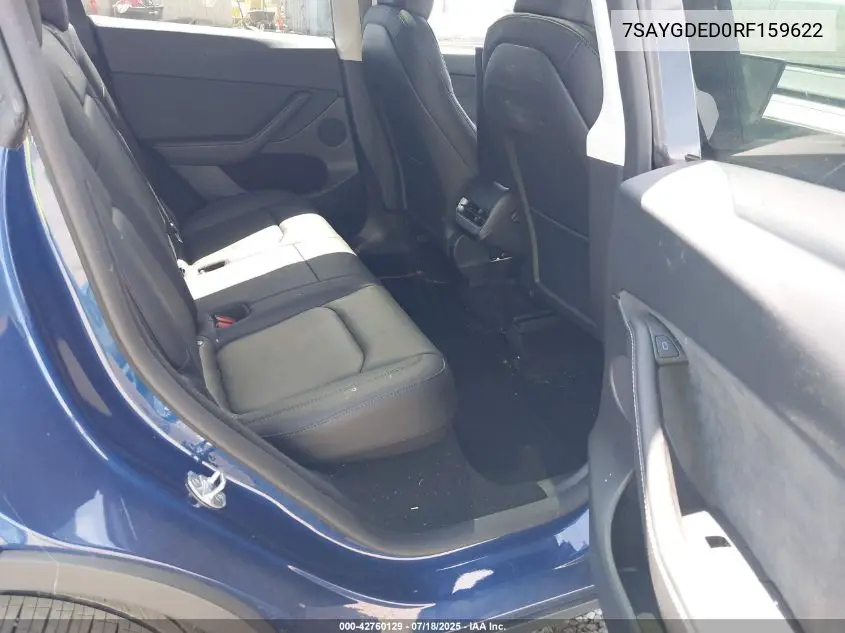 2024 Tesla Model Y Long Range Dual Motor All-Wheel Drive/Rwd VIN: 7SAYGDED0RF159622 Lot: 42760129