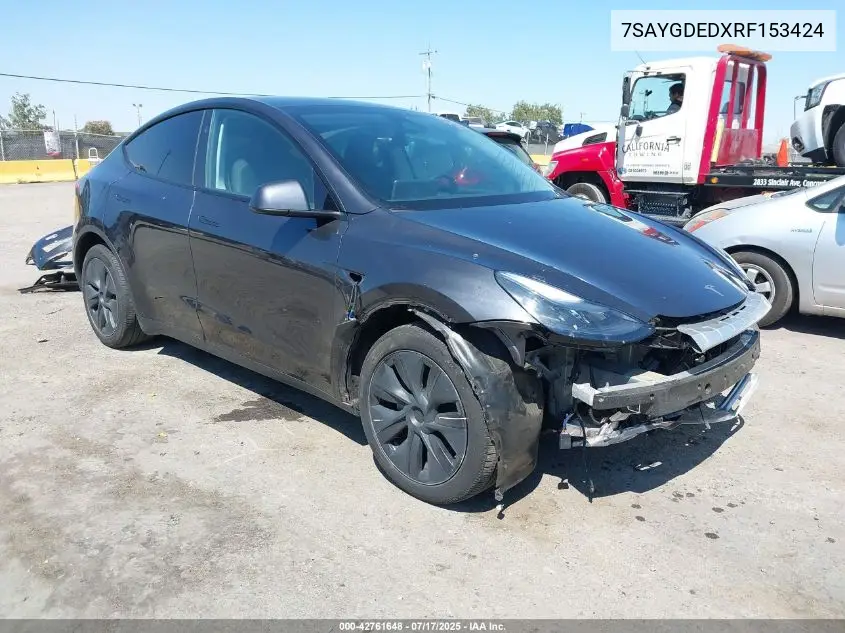 2024 Tesla Model Y Long Range Dual Motor All-Wheel Drive/Rwd VIN: 7SAYGDEDXRF153424 Lot: 42761648