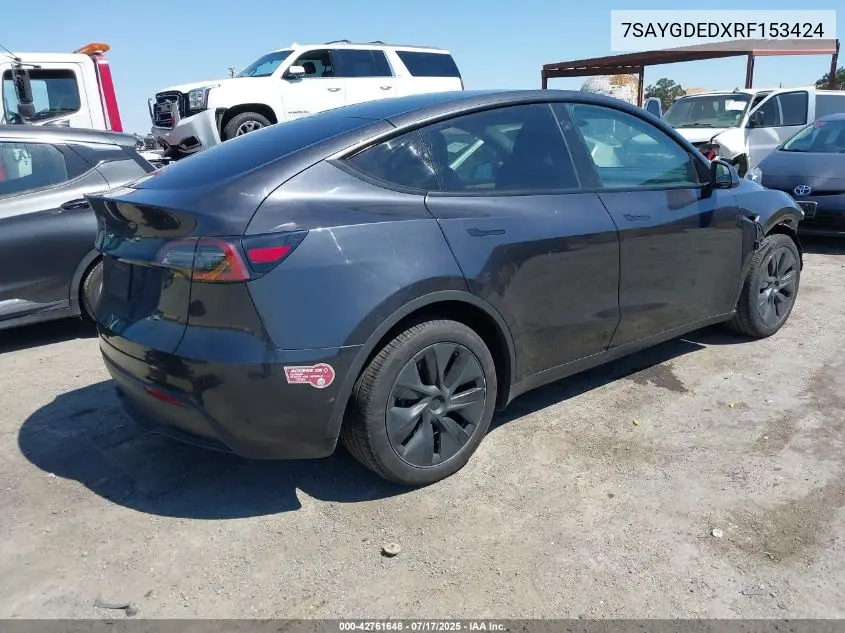 2024 Tesla Model Y Long Range Dual Motor All-Wheel Drive/Rwd VIN: 7SAYGDEDXRF153424 Lot: 42761648