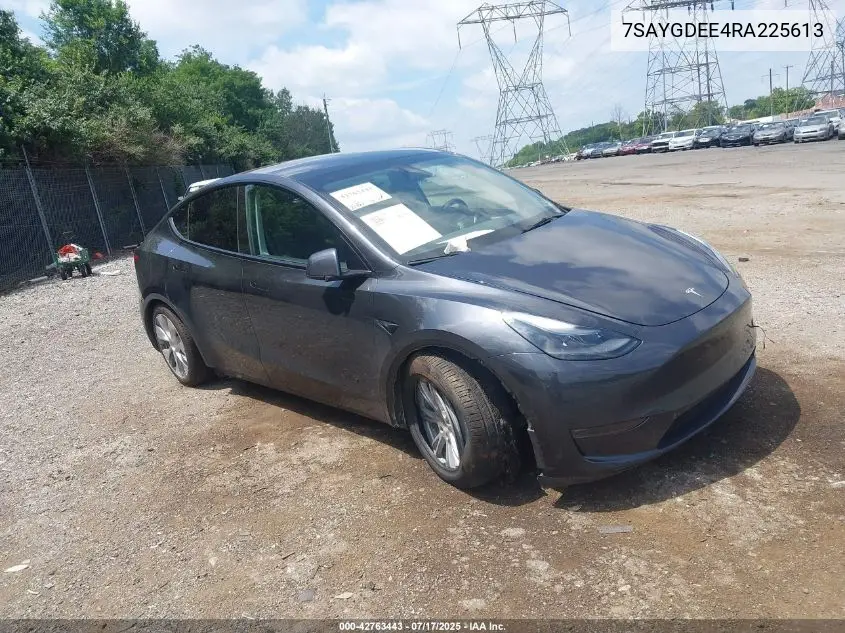 2024 Tesla Model Y Long Range Dual Motor All-Wheel Drive VIN: 7SAYGDEE4RA225613 Lot: 42763443