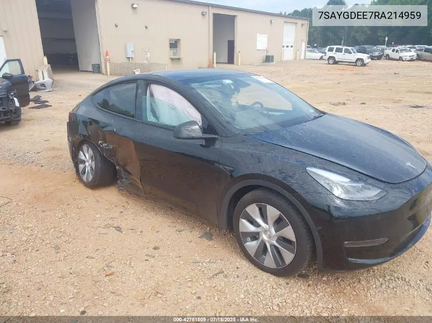 2024 Tesla Model Y Long Range Dual Motor All-Wheel Drive VIN: 7SAYGDEE7RA214959 Lot: 42781509