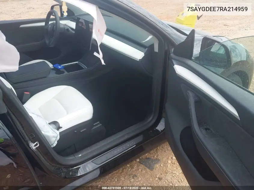 2024 Tesla Model Y Long Range Dual Motor All-Wheel Drive VIN: 7SAYGDEE7RA214959 Lot: 42781509