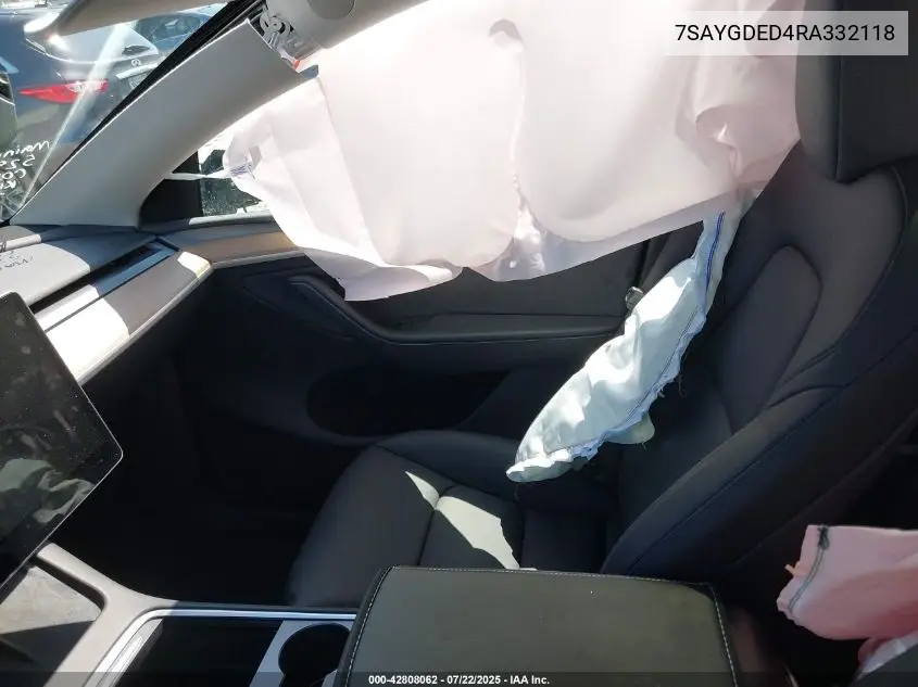 2024 Tesla Model Y Long Range Dual Motor All-Wheel Drive/Rwd VIN: 7SAYGDED4RA332118 Lot: 42808062