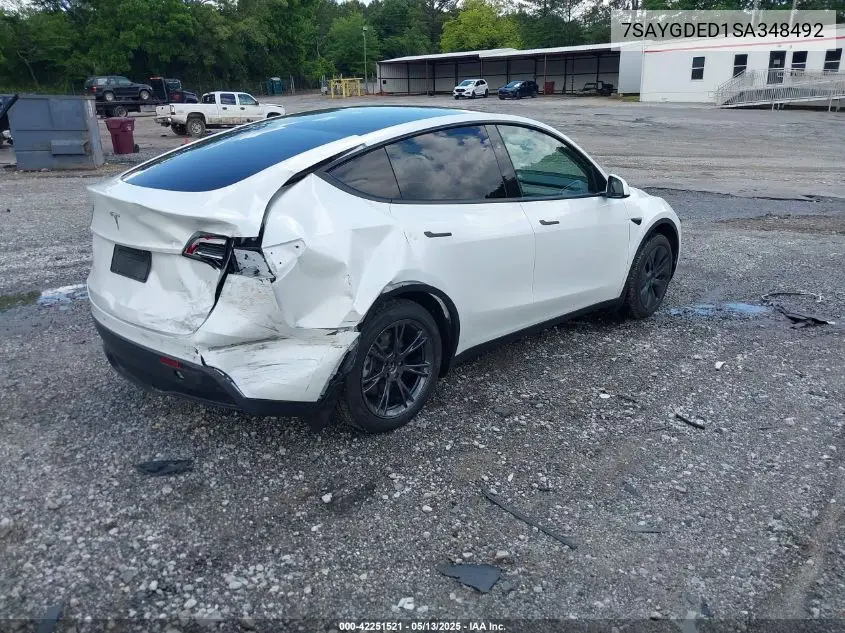 2025 Tesla Model Y Long Range Dual Motor All-Wheel Drive VIN: 7SAYGDED1SA348492 Lot: 42251521