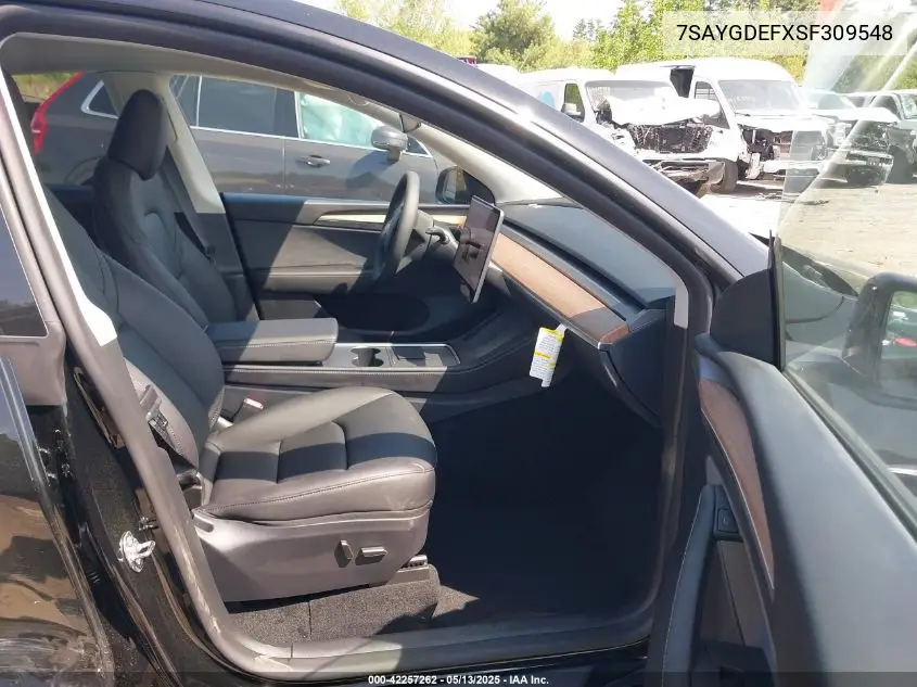 2025 Tesla Model Y Performance Dual Motor All-Wheel Drive VIN: 7SAYGDEFXSF309548 Lot: 42257262