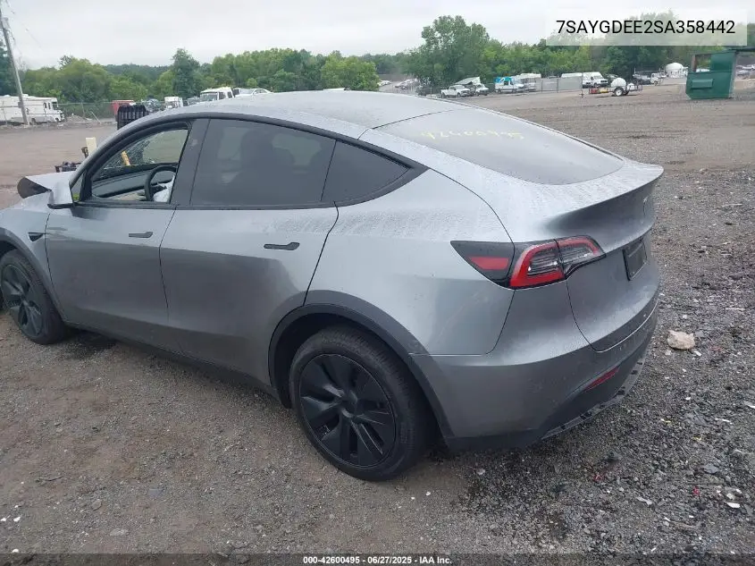 2025 Tesla Model Y Long Range Dual Motor All-Wheel Drive VIN: 7SAYGDEE2SA358442 Lot: 42600495