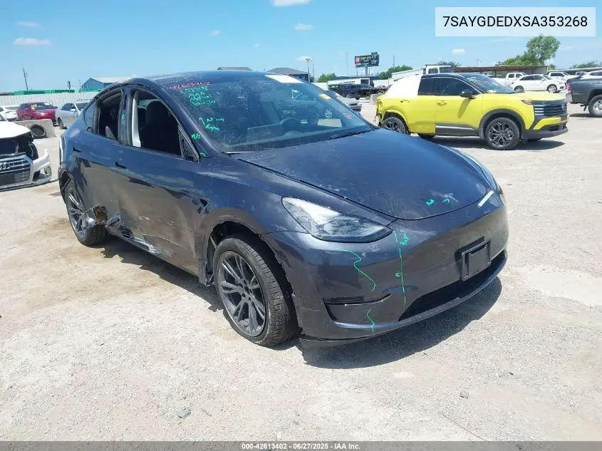 2025 Tesla Model Y Long Range Dual Motor All-Wheel Drive VIN: 7SAYGDEDXSA353268 Lot: 42613402