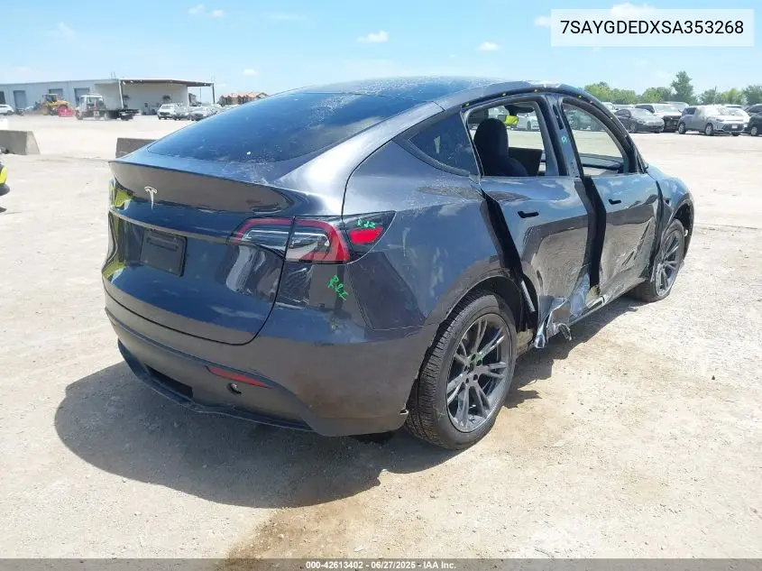 2025 Tesla Model Y Long Range Dual Motor All-Wheel Drive VIN: 7SAYGDEDXSA353268 Lot: 42613402