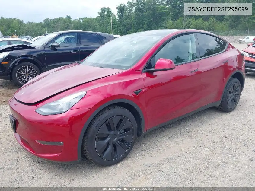 2025 Tesla Model Y Long Range Dual Motor All-Wheel Drive VIN: 7SAYGDEE2SF295099 Lot: 42764567