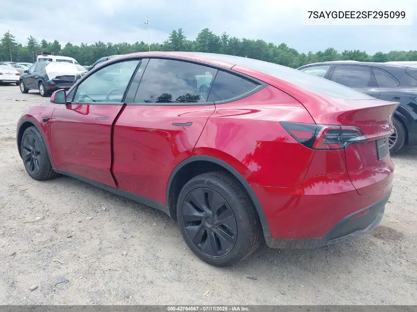 2025 Tesla Model Y Long Range Dual Motor All-Wheel Drive VIN: 7SAYGDEE2SF295099 Lot: 42764567