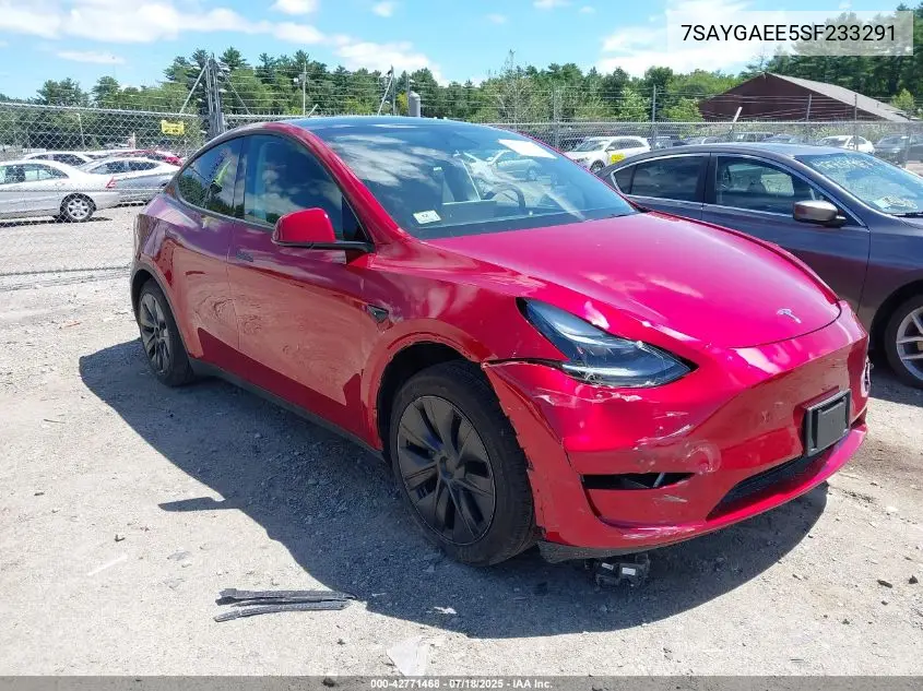 2025 Tesla Model Y Long Range Dual Motor All-Wheel Drive VIN: 7SAYGAEE5SF233291 Lot: 42771468