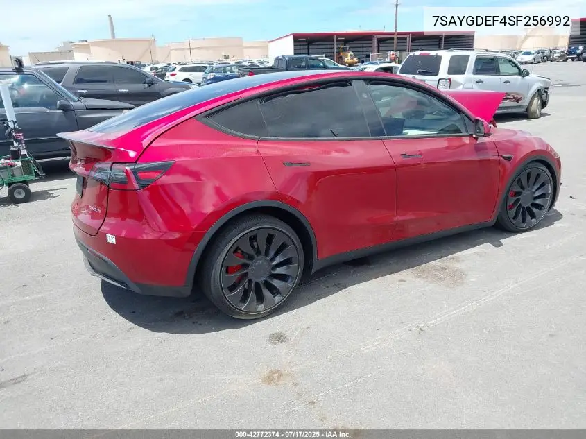 2025 Tesla Model Y Performance Dual Motor All-Wheel Drive VIN: 7SAYGDEF4SF256992 Lot: 42772374