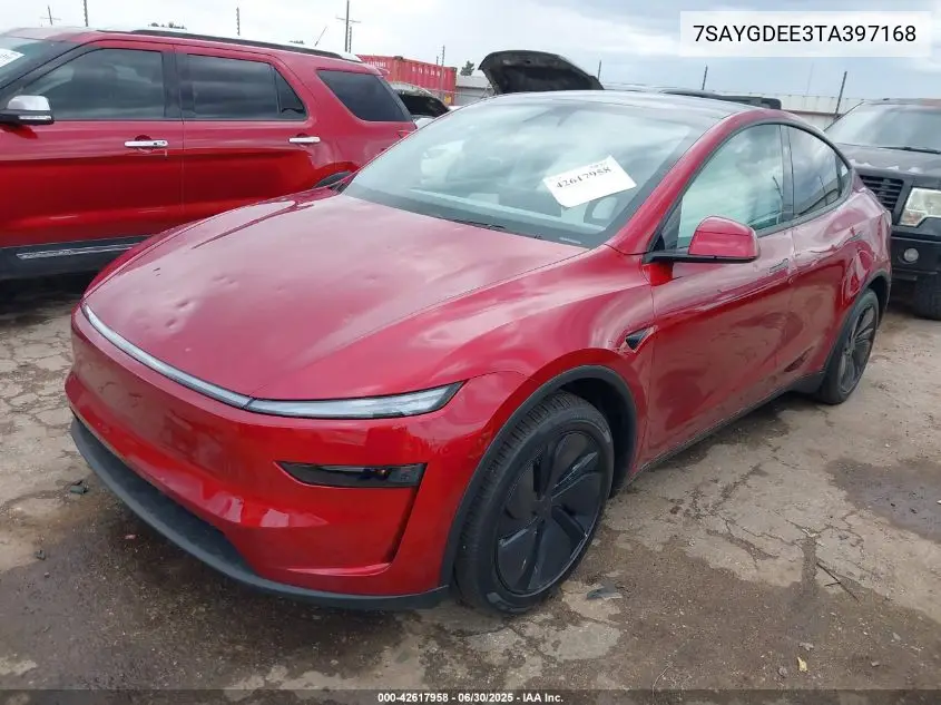 2026 Tesla Model Y Long Range Dual Motor All-Wheel Drive/Long Range Launch Series VIN: 7SAYGDEE3TA397168 Lot: 42617958