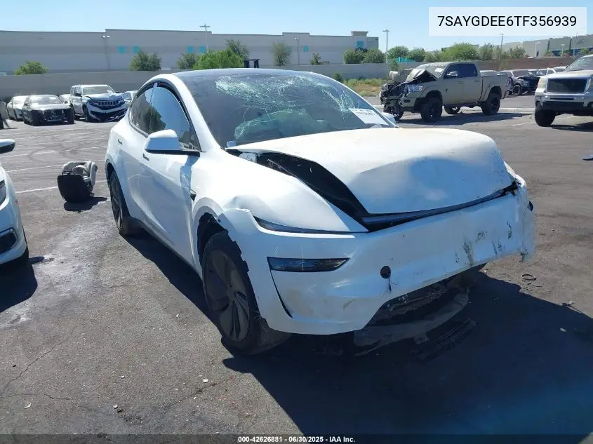 2026 Tesla Model Y Long Range Dual Motor All-Wheel Drive/Long Range Launch Series VIN: 7SAYGDEE6TF356939 Lot: 42626881
