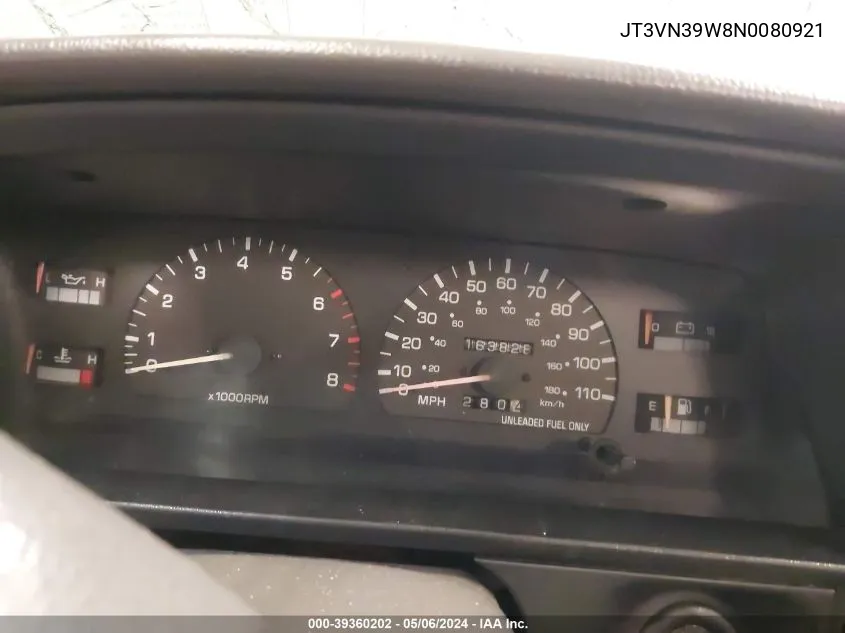 1992 Toyota 4Runner Vn39 Sr5 VIN: JT3VN39W8N0080921 Lot: 39360202