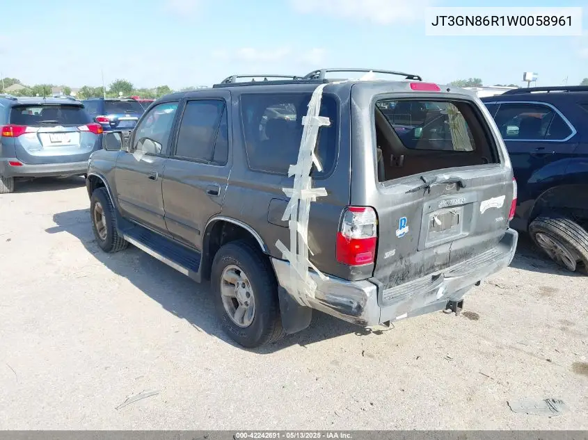 1998 Toyota 4Runner Sr5 V6 VIN: JT3GN86R1W0058961 Lot: 42242691