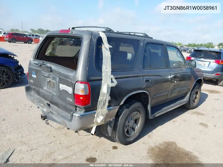 1998 Toyota 4Runner Sr5 V6 VIN: JT3GN86R1W0058961 Lot: 42242691
