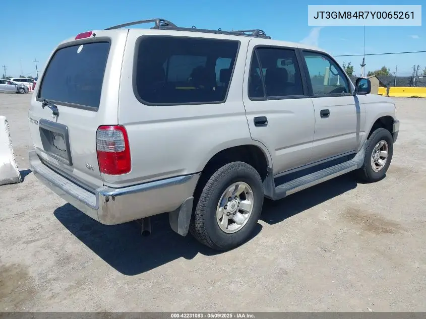 2000 Toyota 4Runner VIN: JT3GM84R7Y0065261 Lot: 42231083