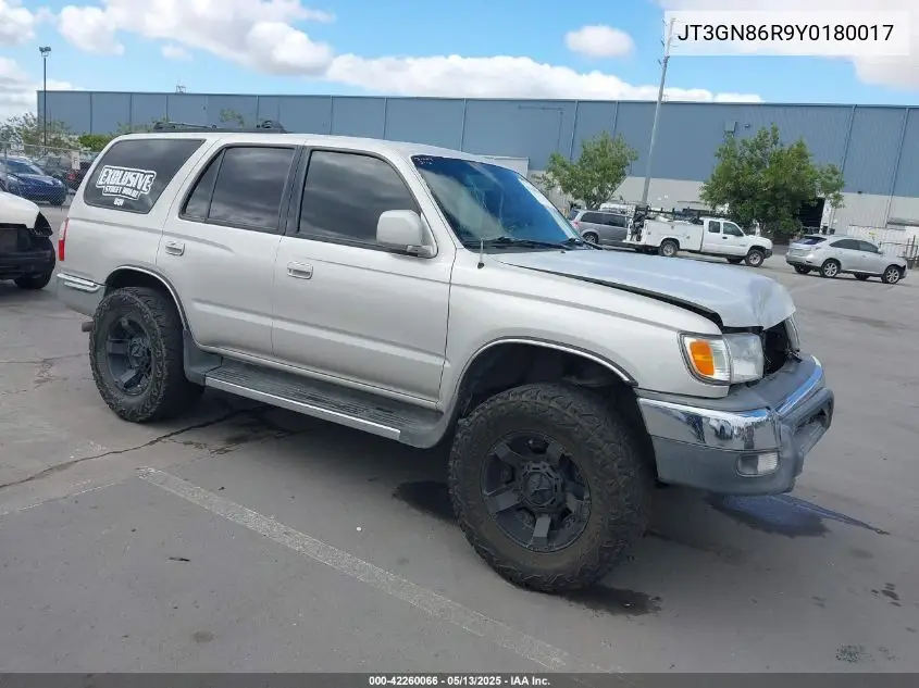 2000 Toyota 4Runner Sr5 V6 VIN: JT3GN86R9Y0180017 Lot: 42260066