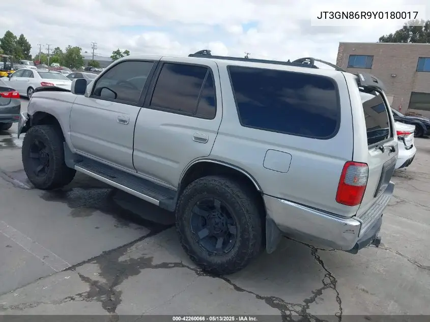 2000 Toyota 4Runner Sr5 V6 VIN: JT3GN86R9Y0180017 Lot: 42260066