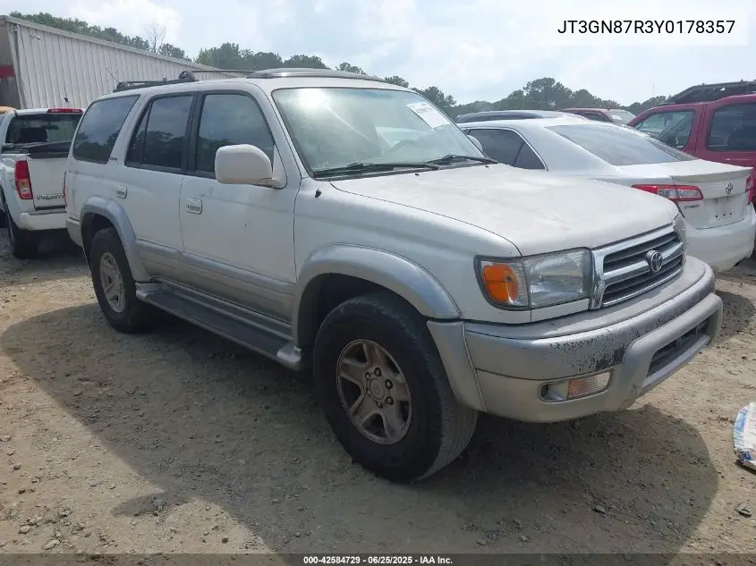 2000 Toyota 4Runner Limited V6 VIN: JT3GN87R3Y0178357 Lot: 42584729