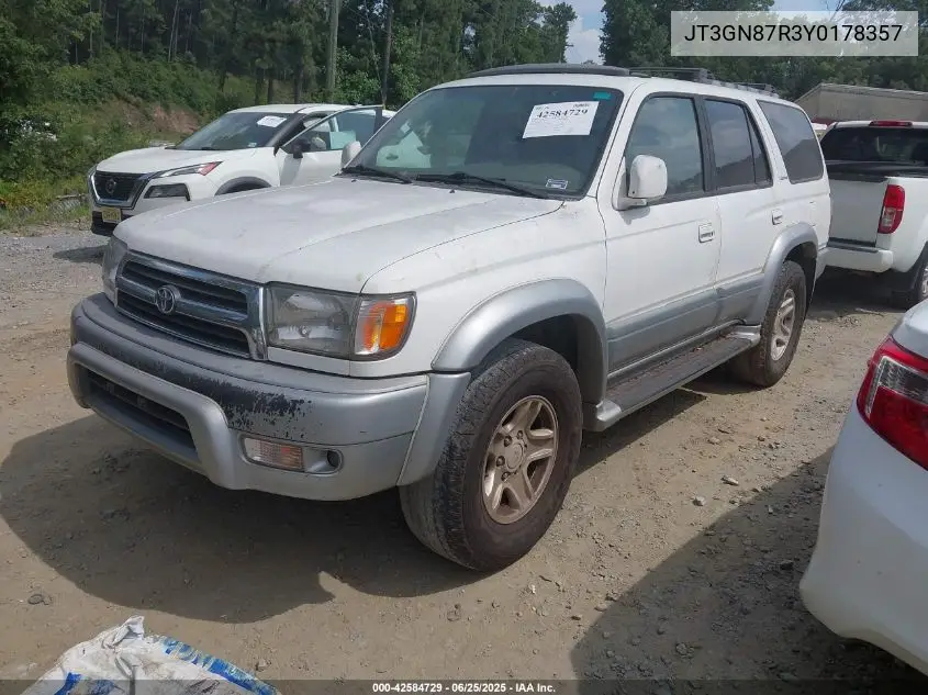 2000 Toyota 4Runner Limited V6 VIN: JT3GN87R3Y0178357 Lot: 42584729