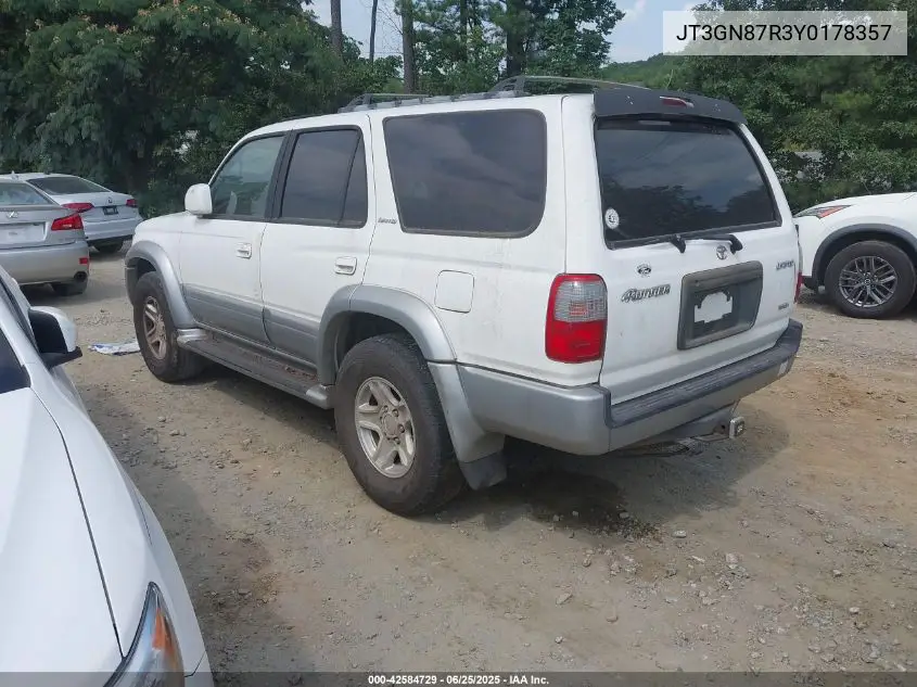 2000 Toyota 4Runner Limited V6 VIN: JT3GN87R3Y0178357 Lot: 42584729