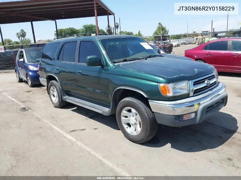 2000 Toyota 4Runner Sr5 V6 VIN: JT3GN86R2Y0158229 Lot: 42595589