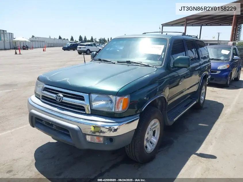 2000 Toyota 4Runner Sr5 V6 VIN: JT3GN86R2Y0158229 Lot: 42595589